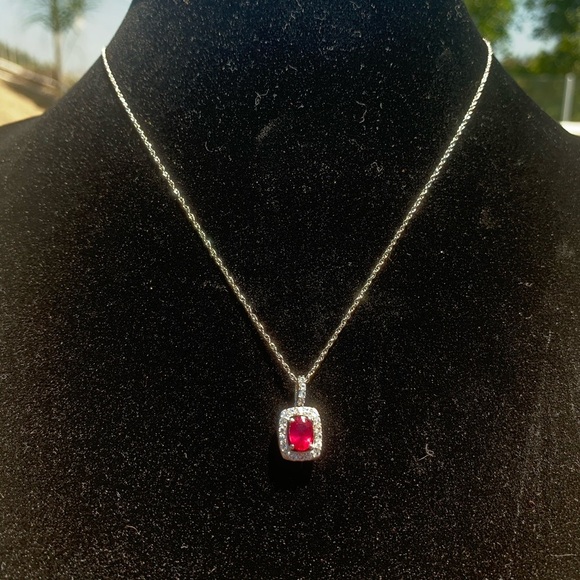 🔥GENUINE RUBY & WHITE SAPPHIRE STERLING NECKLACE - Picture 3 of 9